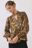 Oddi Floral Vine Print Blouse in Dark Mustard Multi