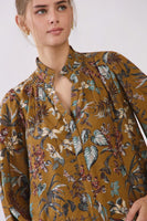 Oddi Floral Vine Print Blouse in Dark Mustard Multi