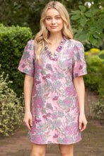 Load image into Gallery viewer, VOY Floral Jacquard Ruffle Mini Dress in Mauve
