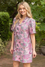 Load image into Gallery viewer, VOY Floral Jacquard Ruffle Mini Dress in Mauve

