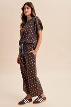 Load image into Gallery viewer, AnnieWear Polka Dot Knit Pullover &amp; Wide Pants Set in Brown
