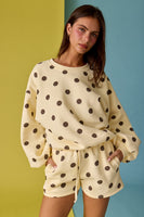 Papermoon Polka Dot Fleece Set in Yellow/Brown Dot