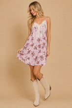 Load image into Gallery viewer, J.nna Faux Suede Floral Lace Slip Dress in Mauve
