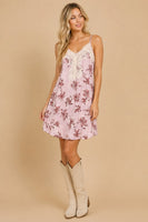 J.nna Faux Suede Floral Lace Slip Dress in Mauve