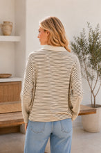 Load image into Gallery viewer, Sew in Love Striped Collared Neck Top in Oatmeal/Brown
