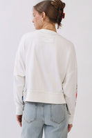 Oddi Vintage Floral Printed Pullover Top in White Garden