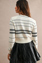 Load image into Gallery viewer, MABLE Striped Jewel Button Down Knit Cardigan in Cream

