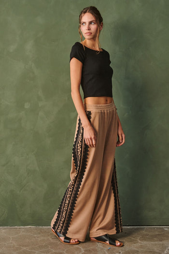 Jade by Jane Lace Side Stripe Sweatpants in Mocha