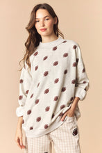 Load image into Gallery viewer, Peach Love Reversible Gameday and Football Mock Neck Sweatshirt in Beige
