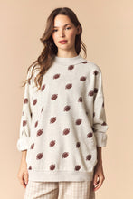 Load image into Gallery viewer, Peach Love Reversible Gameday and Football Mock Neck Sweatshirt in Beige
