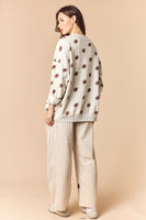 Peach Love Reversible Gameday and Football Mock Neck Sweatshirt in Beige
