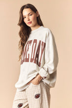 Load image into Gallery viewer, Peach Love Reversible Gameday and Football Mock Neck Sweatshirt in Heather Grey
