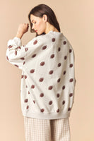 Peach Love Reversible Gameday and Football Mock Neck Sweatshirt in Beige