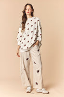 Peach Love Reversible Gameday and Football Mock Neck Sweatshirt in Beige