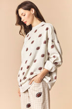 Load image into Gallery viewer, Peach Love Reversible Gameday and Football Mock Neck Sweatshirt in Beige
