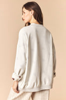Peach Love Reversible Gameday and Football Mock Neck Sweatshirt in Heather Grey