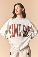 Peach Love Reversible Gameday and Football Mock Neck Sweatshirt in Heather Grey