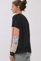 Oddi Mixed Media Raglan Sweatshirt in Washed Black