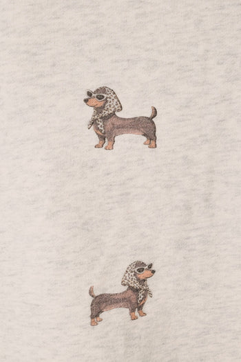 Sunday Edition Weenie Dog All Over Print Crew Neck Sweatshirt in Melange