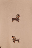 Sunday Edition Weenie Dog All Over Print Crew Neck Sweatshirt in Mocha