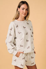 Load image into Gallery viewer, Sunday Edition Weenie Dog All Over Print Crew Neck Sweatshirt in Melange
