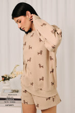 Load image into Gallery viewer, Sunday Edition Weenie Dog All Over Print Crew Neck Sweatshirt in Mocha
