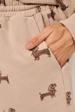 Load image into Gallery viewer, Sunday Edition High Rise Dachshund Print Sweatshorts in Mocha
