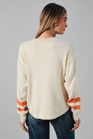 Sunday Edition Game Day Dog Graphic Knit Sweater in Cream Orange