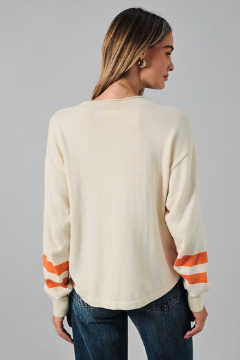 Sunday Edition Game Day Dog Graphic Knit Sweater in Cream Orange