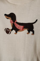 Sunday Edition Game Day Dog Graphic Knit Sweater in Cream Red