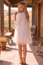 Load image into Gallery viewer, Sew in Love Relaxed Fit Graphic Mini Dress With Ruffle Sleeve in Ivory
