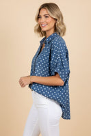 Heimish OVERSIZED Polka Dot Denim Button Down Shirt in Denim