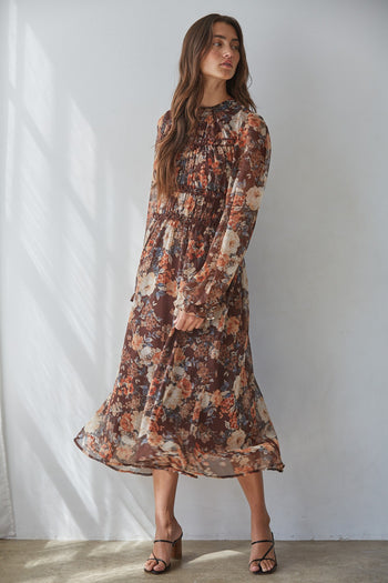By Together Brume Floral Dress in Brown