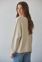 Load image into Gallery viewer, By Together Contrast Stitch Flag Sweater in Natural

