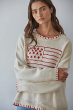 Load image into Gallery viewer, By Together Contrast Stitch Flag Sweater in Natural
