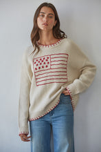 Load image into Gallery viewer, By Together Contrast Stitch Flag Sweater in Natural
