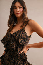 Load image into Gallery viewer, MABLE Leopard Asymmetrical Ruffle Tiered Maxi Dress in Leopard
