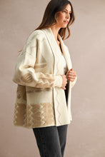 Load image into Gallery viewer, MABLE Open Front Knit Coastal Pattern Print Long Sleeve Cardigan in Cream Multi

