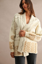 Load image into Gallery viewer, MABLE Open Front Knit Coastal Pattern Print Long Sleeve Cardigan in Cream Multi
