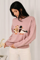 Sunday Edition Mallard Duck Graphic Knit Sweater in Lavender