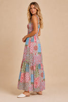 J.nna Smocked Top Patchwork Maxi Dress in Spring Boho
