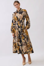 Load image into Gallery viewer, Oddi Floral Pleated Detailed Midi Dress in Black Multi
