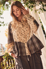 Load image into Gallery viewer, Oddi Floral and Plaid Shirt in Taupe Combo

