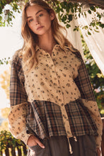 Load image into Gallery viewer, Oddi Floral and Plaid Shirt in Taupe Combo

