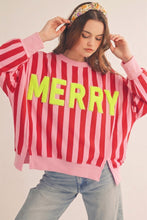 Load image into Gallery viewer, LovLov Oversized Striped Sweatshirt Featuring Bold Neon Patches Top in MERRY
