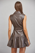 Load image into Gallery viewer, FATE Faux Leather Belted Mini Dress in Choco Brown
