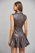 Load image into Gallery viewer, FATE Faux Leather Belted Mini Dress in Choco Brown
