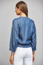 Load image into Gallery viewer, FATE Adjustable Hem Tencel Jacket in Dark Denim Blue
