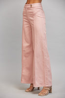 FATE Vertical Seam Detail High Waisted Flare Pants in Muted Blush Pink