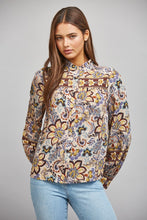 Load image into Gallery viewer, FATE Mixed Print Button Down Blouse in Beige Multi

